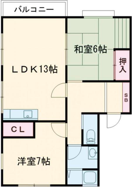 ヴァンベール瀬高I(2LDK/1階)の間取り写真