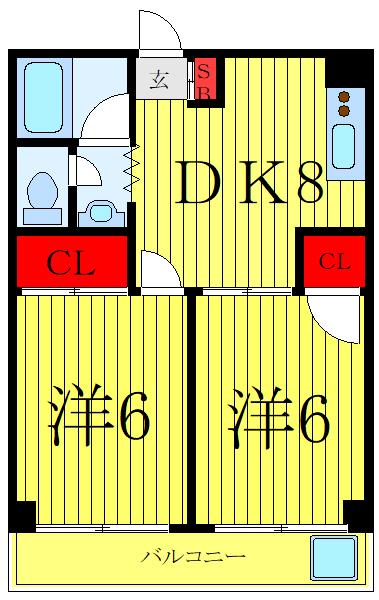 イカリハイツ(2DK/4階)の間取り写真