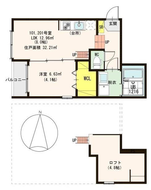 アンジュール(1LDK/1階)の間取り写真