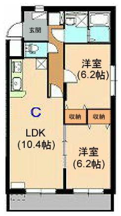 Y・フジビル新白河(2LDK/2階)の間取り写真