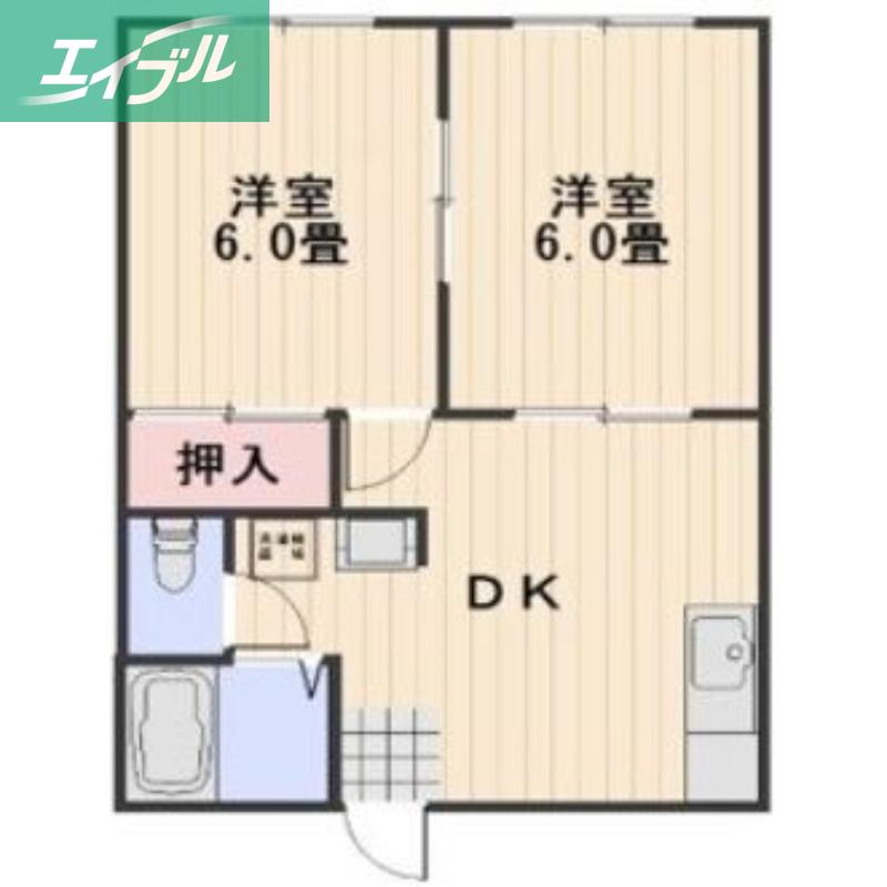 サンコート芳泉B棟(2DK/2階)の間取り写真