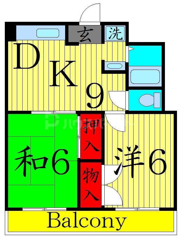 ニュー美藤マンション(2DK/2階)の間取り写真
