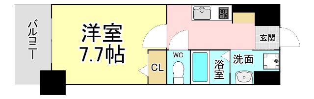 MDIグランコルディール室町(1K/6階)の間取り写真