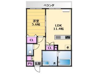 ひまわり(1LDK/1階)の間取り写真