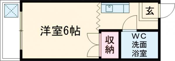 シャトルアンジェ(ワンルーム/2階)の間取り写真