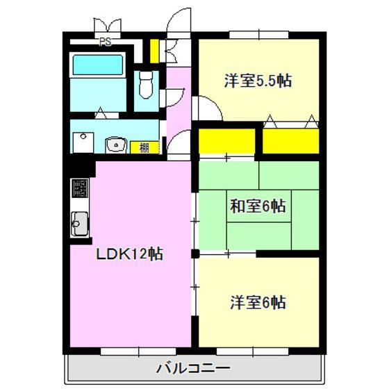 ベルメゾン小鳥弐番館(3LDK/2階)の間取り写真