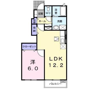 アルカンシエル(1LDK/1階)の間取り写真