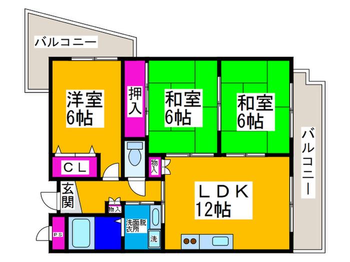 カミーノ ショウナン(3LDK/6階)の間取り写真