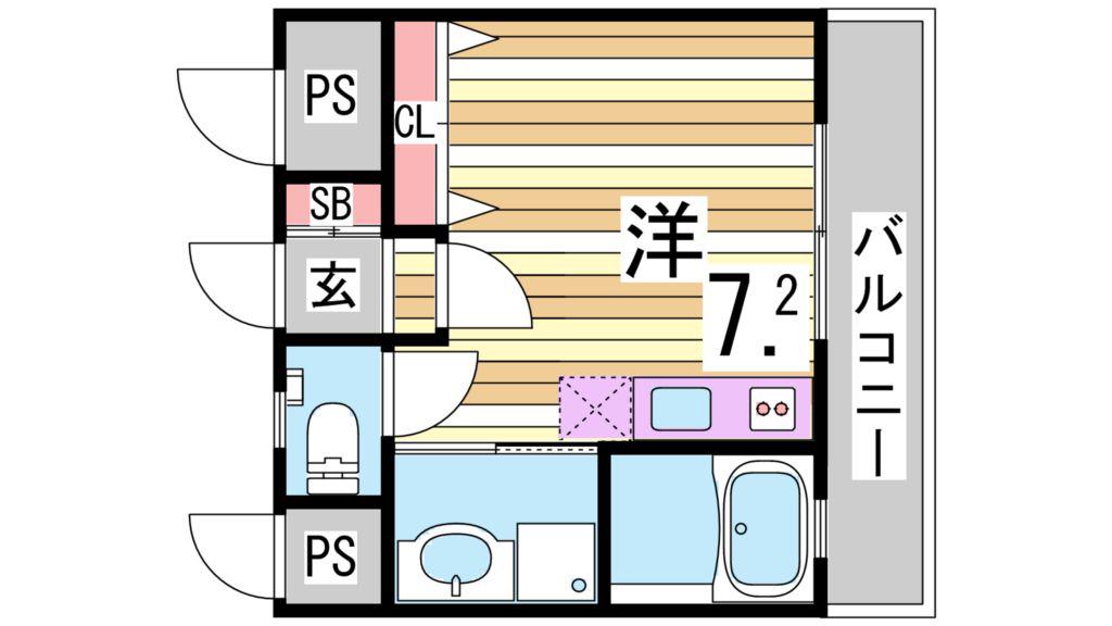 垂水ヴィレッジ(1K/2階)の間取り写真