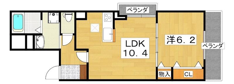 フィオーレカーサ(1LDK/1階)の間取り写真