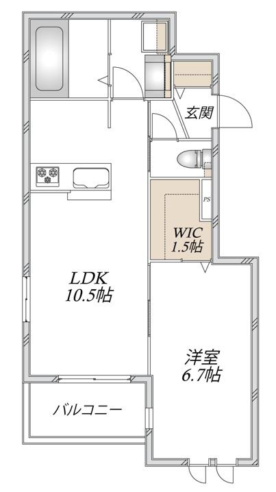GREEN LEAF(1LDK/2階)の間取り写真