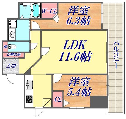 エステムプラザ神戸元町・海岸通(2LDK/7階)の間取り写真