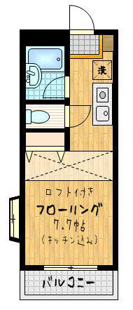 サンライフ西調布(1K/2階)の間取り写真