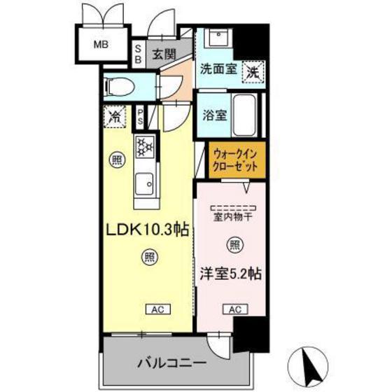 中特ビル(1LDK/6階)の間取り写真