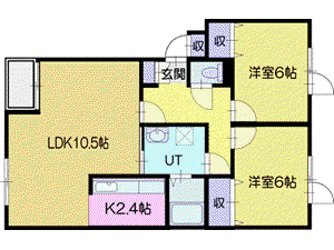 サンライズヒル(2LDK/1階)の間取り写真