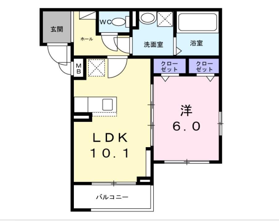 ラ・コリーヌ今福Z(1LDK/2階)の間取り写真