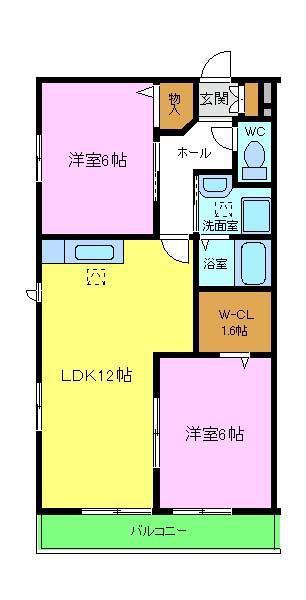 メゾンドコーデュ(2LDK/2階)の間取り写真