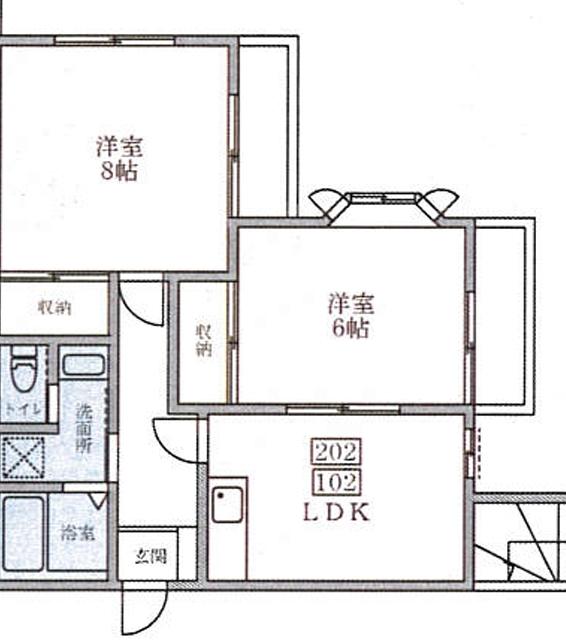 プリマベーラ末広(2LDK/1階)の間取り写真