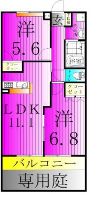 A・Hコンフォート(2LDK/1階)の間取り写真