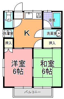 シルエラ(2K/2階)の間取り写真