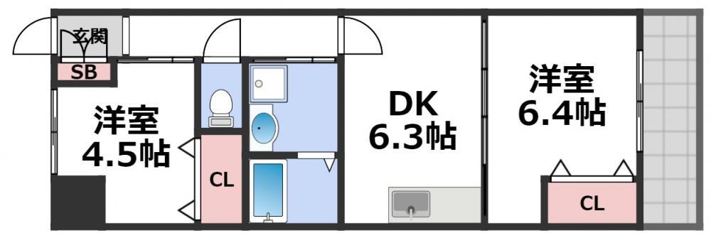 VIVID FIELD OSAKA(2DK/3階)の間取り写真