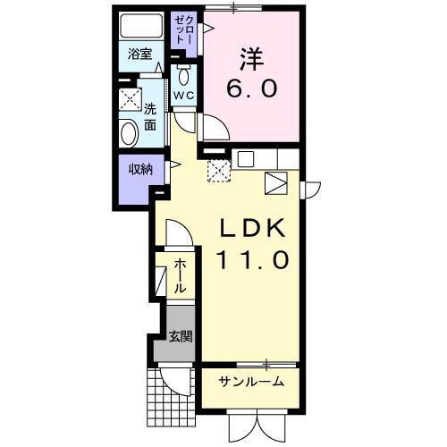 ネクステ-ジ I(1LDK/1階)の間取り写真