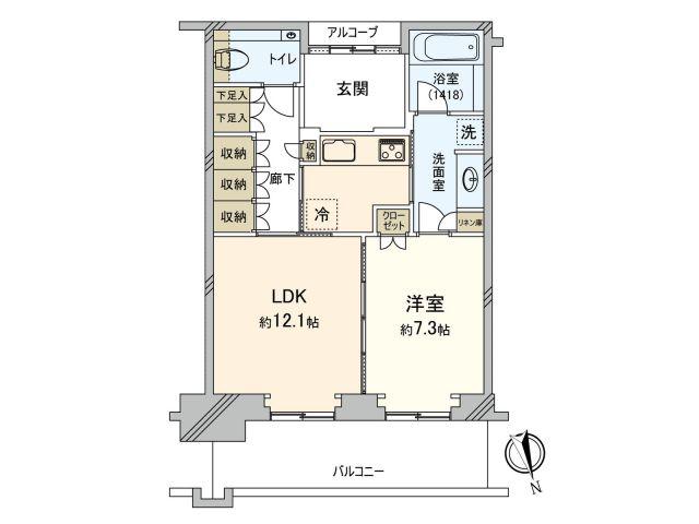 グラングリーン大阪 THE ノース RESIDENCE(1LDK/10階)の間取り写真
