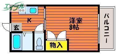 レクサス芳泉 II(1K/2階)の間取り写真