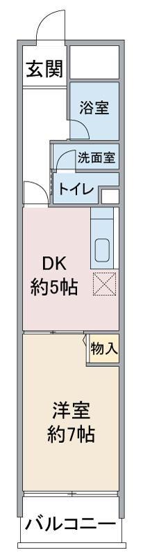 アーバンライフ金山II(1DK/7階)の間取り写真