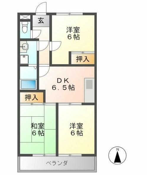 レジデンス旭(3DK/4階)の間取り写真