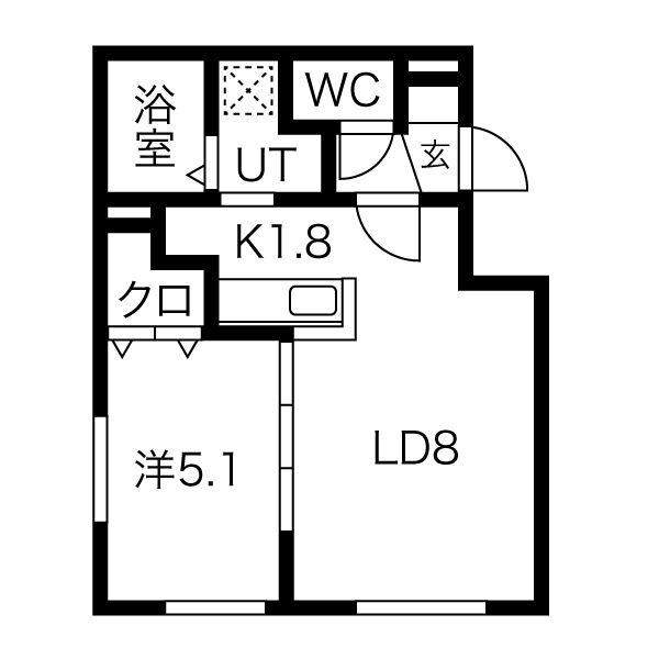 セレナーデ北円山(1LDK/4階)の間取り写真