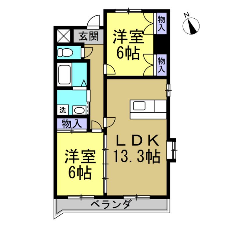 ファンシア(2LDK/2階)の間取り写真