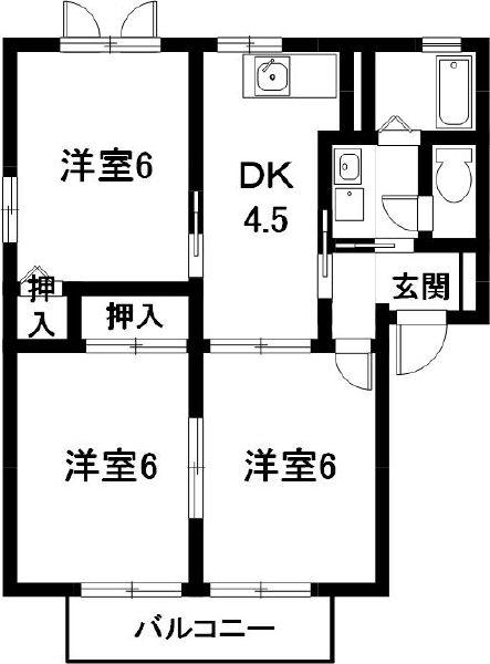 フレグランス音羽(3DK/1階)の間取り写真