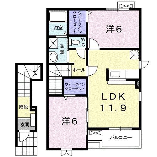タルガA(2LDK/2階)の間取り写真