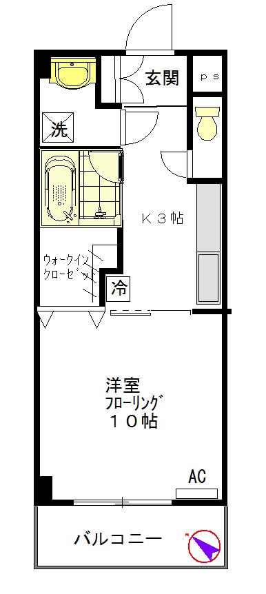 M2マンション(1K/2階)の間取り写真