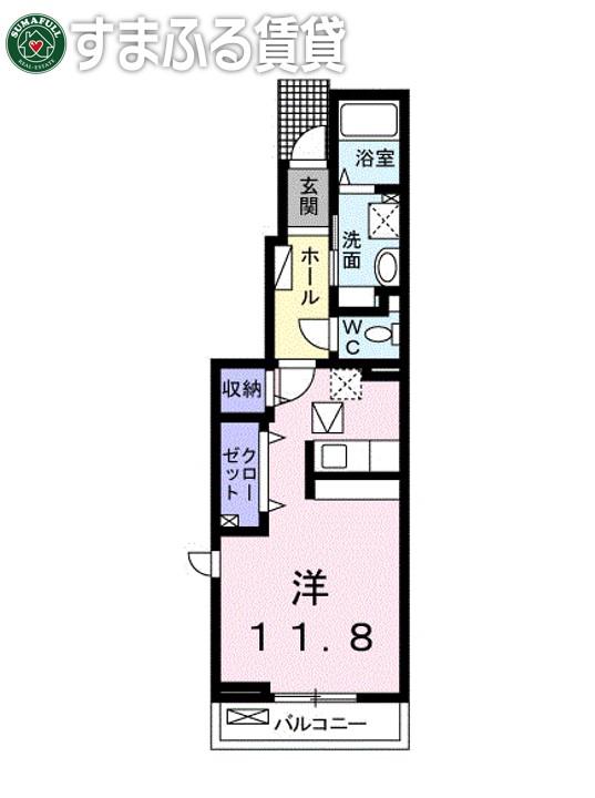 ソーセガド.S(ワンルーム/1階)の間取り写真