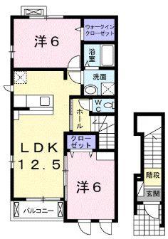 アダージョ(2LDK/2階)の間取り写真