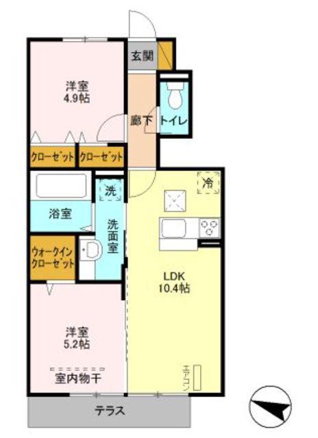 ヴィラ楓(2LDK/1階)の間取り写真
