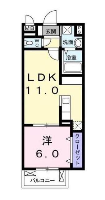 LA SOURCE(1LDK/2階)の間取り写真