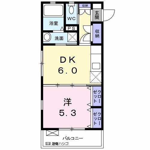 カルム ブローテ(1DK/2階)の間取り写真