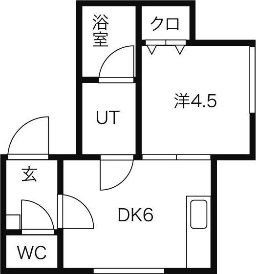ヴィアルCITY豊平(1DK/2階)の間取り写真