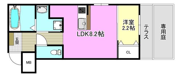 リアコート千里丘IIノース(1LDK/1階)の間取り写真