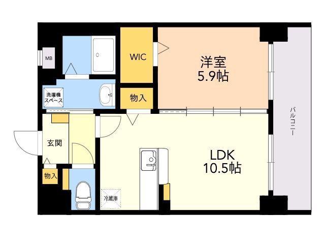 アランチーノ柚(1LDK/9階)の間取り写真