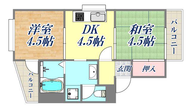 エスポワール武庫之荘北2(2DK/2階)の間取り写真