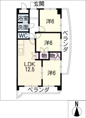 グランドゥール雲雀ヶ岡(3LDK/3階)の間取り写真