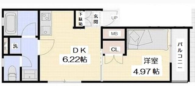 ソレイユ御茶ノ水(1DK/2階)の間取り写真