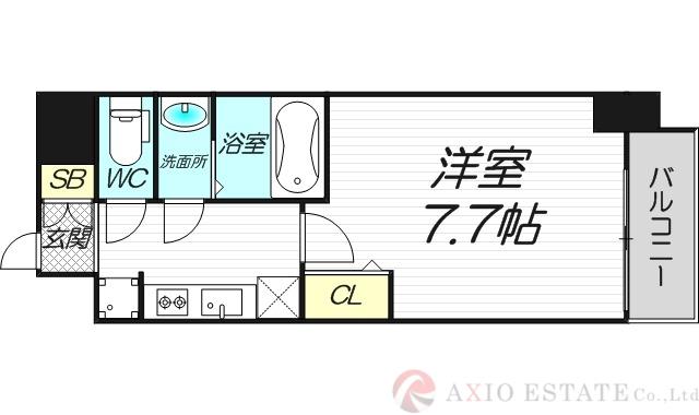 MJC大阪ラフィーネ(1K/2階)の間取り写真