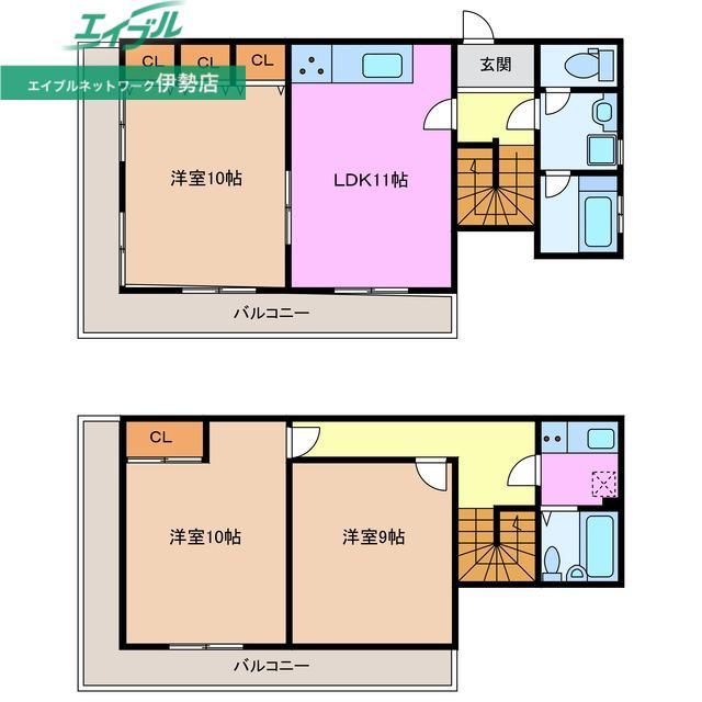マンション山(3LDK/1階)の間取り写真