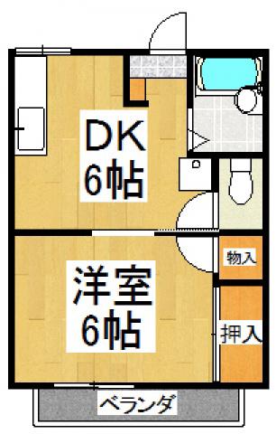 メゾンラフォーレ(1DK/2階)の間取り写真