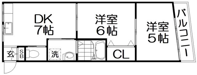 栄楽ビル(2DK/2階)の間取り写真